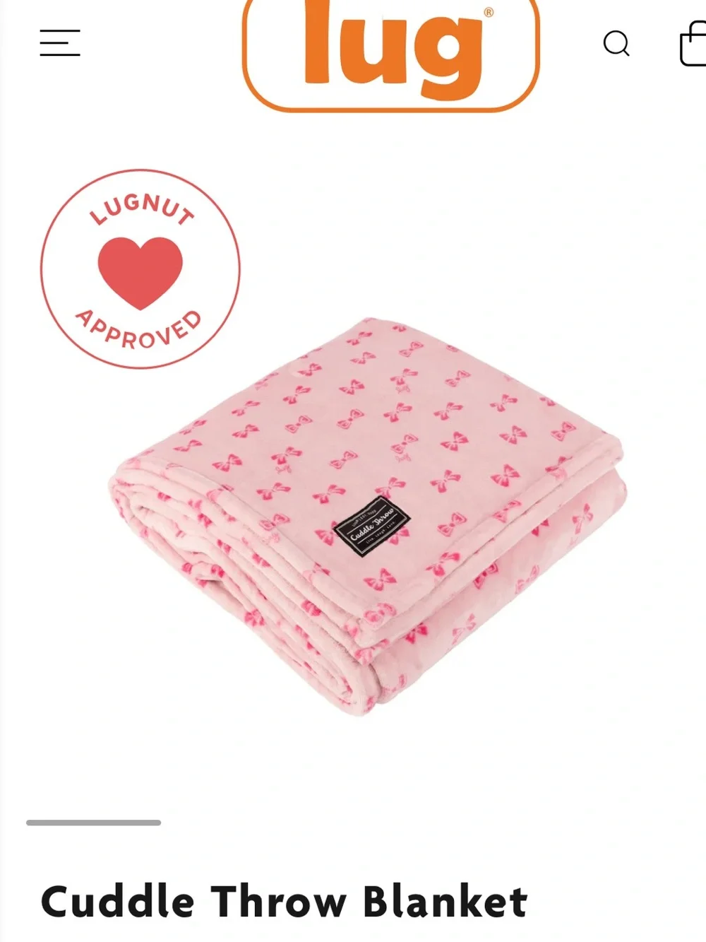 Lug Cuddle Throw Blanket - pink bows